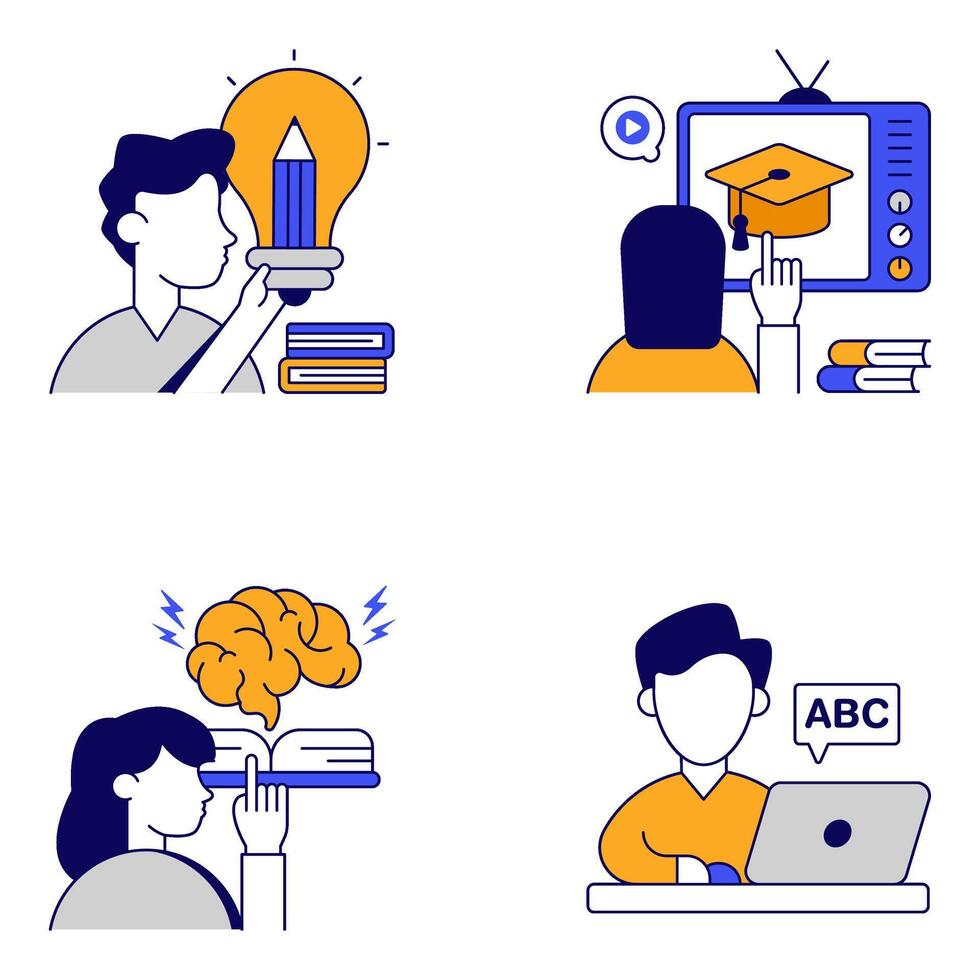 Set of Education and Knowledge Flat Icons style vector