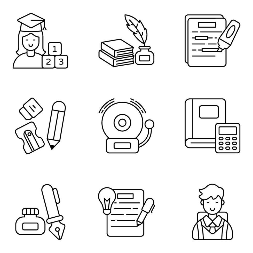 Pack of E Reading linearIcon vector