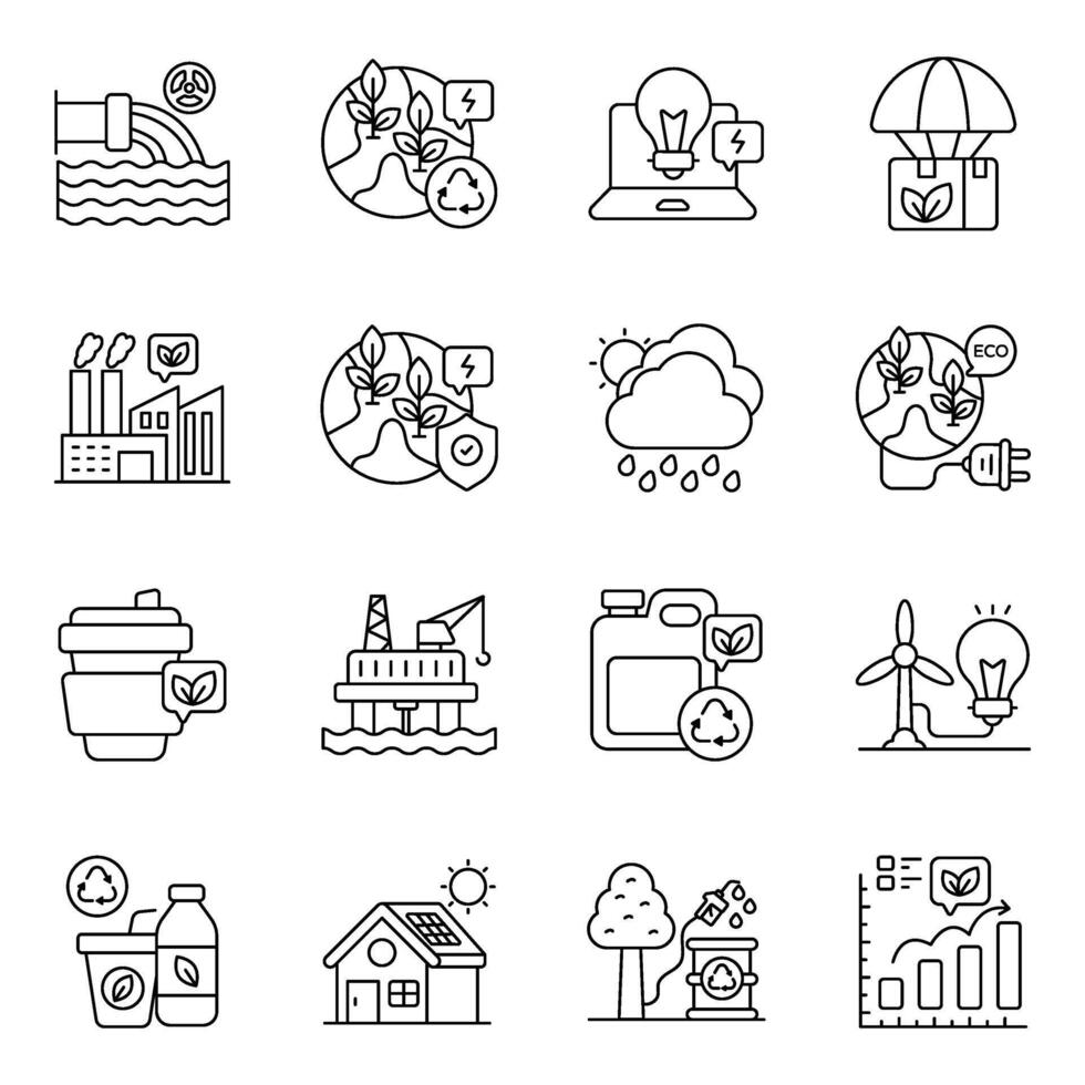 Set Of Nature Linear Icons vector