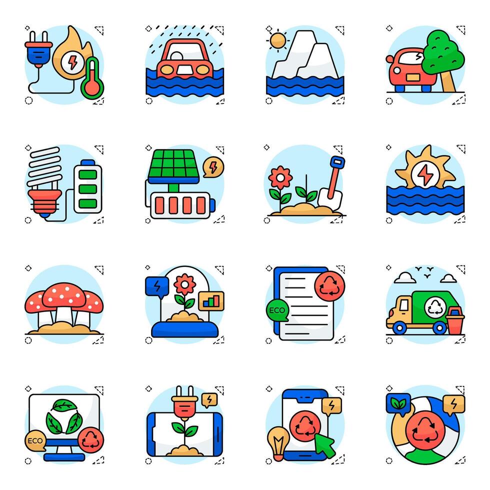 Set Of Eco and Nature Flat circular Icons vector