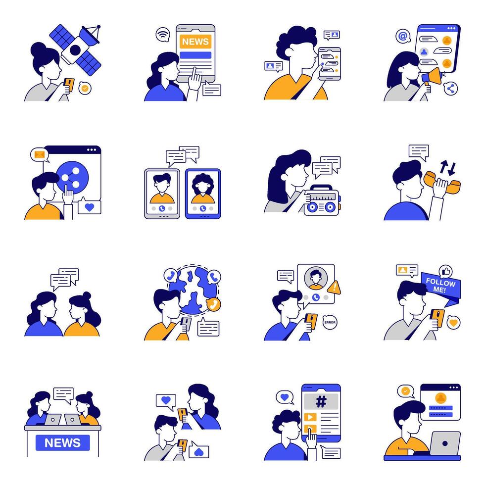 Set of Communication and Conversation Flat Icons vector