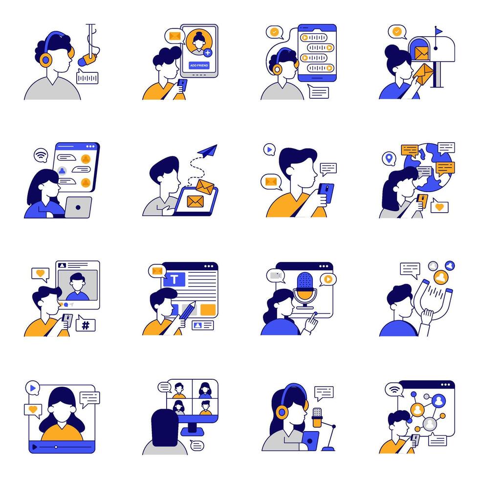 Set of Chatting Flat Icons vector
