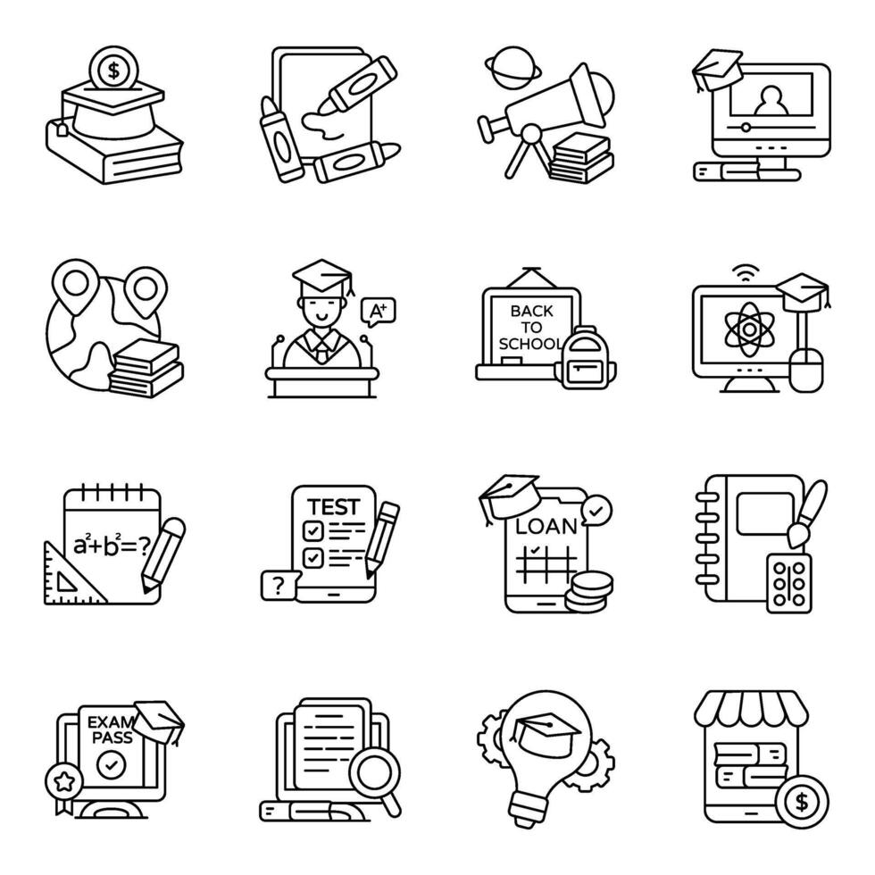 Pack of Online Knowledge linear Icon vector