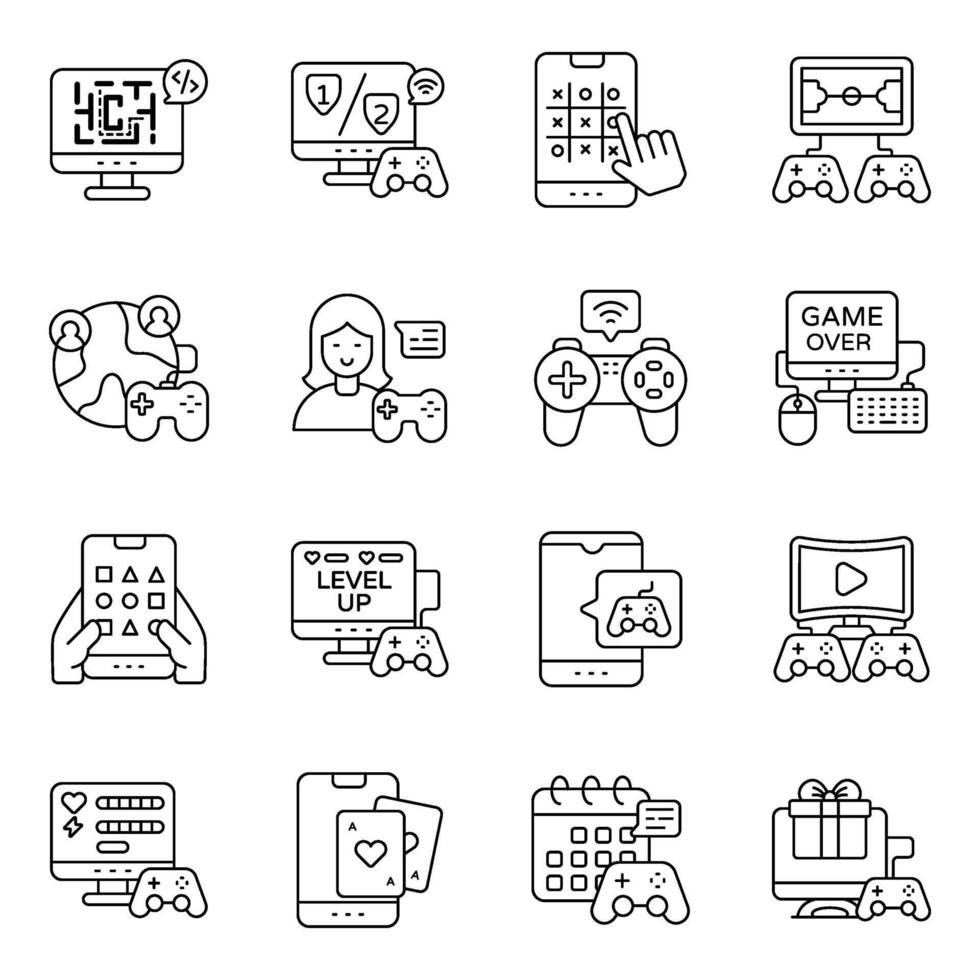Set of Indoor Gaming Linear Icons vector