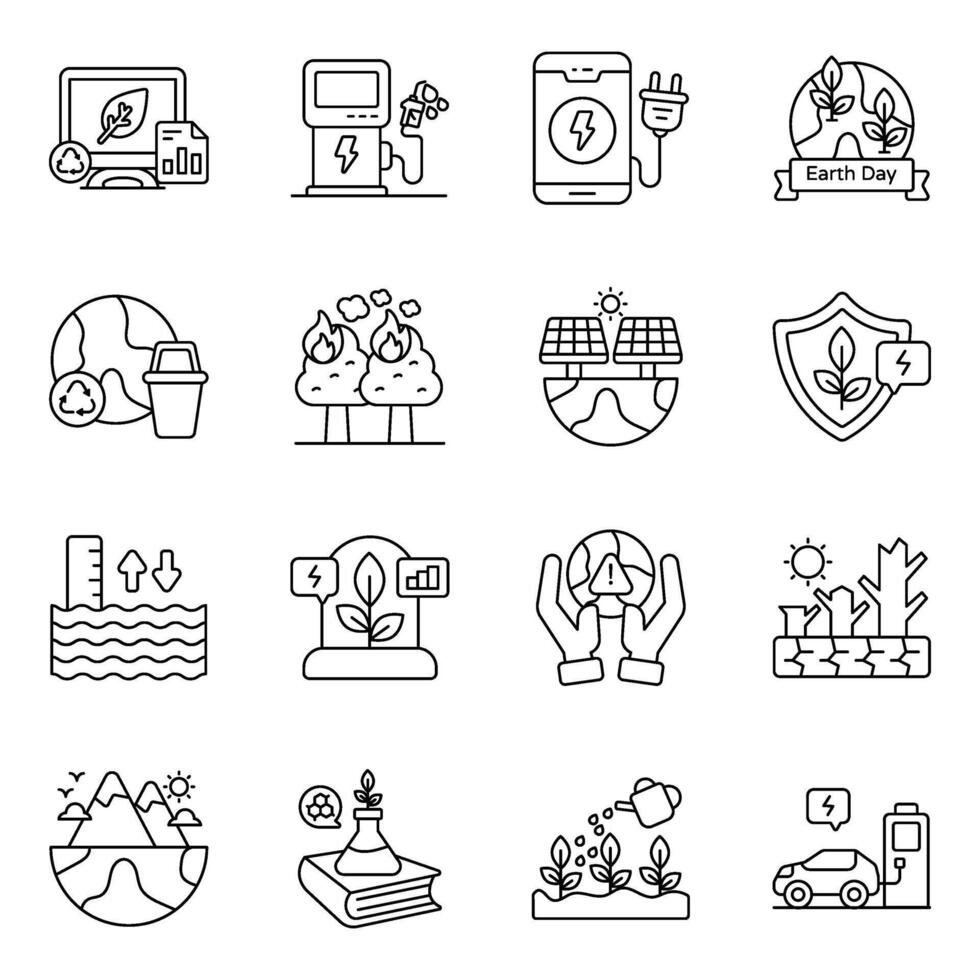 Set Of Eco Linear Icons vector