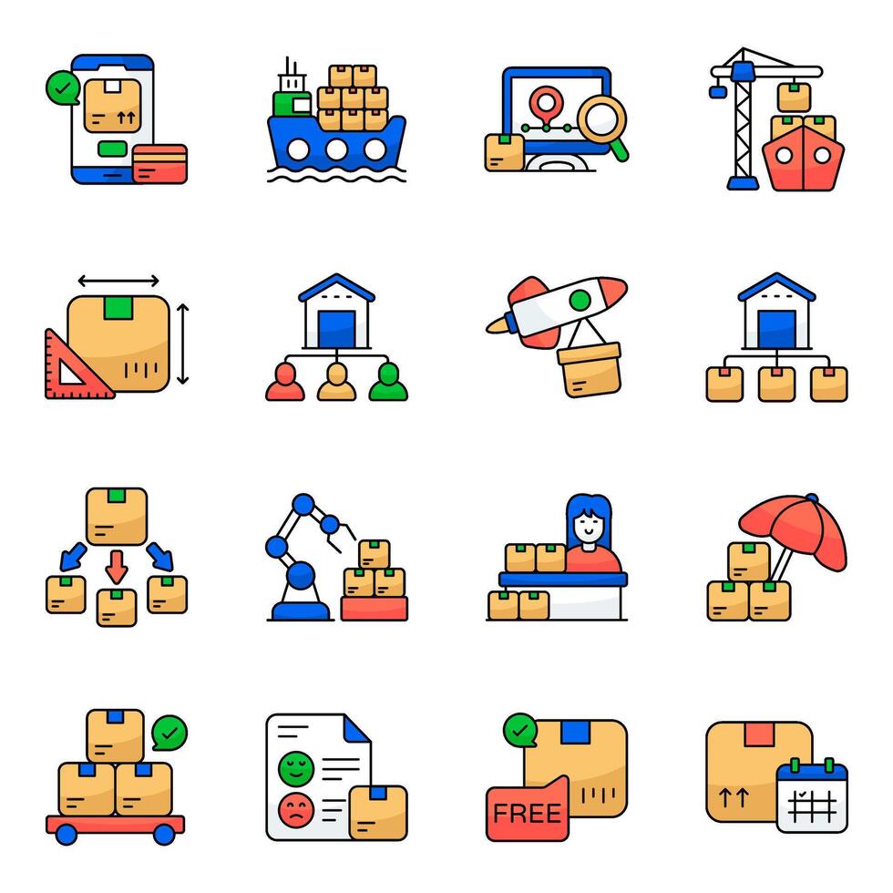 Set of Inventory Flat style Icons vector