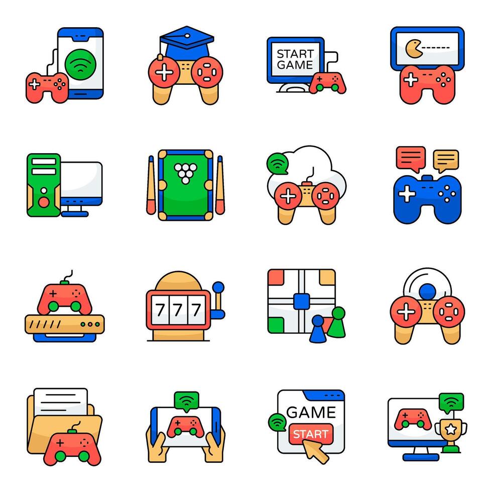 Set of Gaming Flat style vector