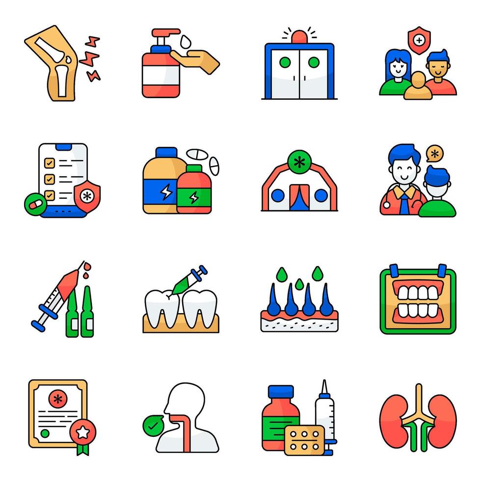 Set of Medical Tools style Flat Icons vector