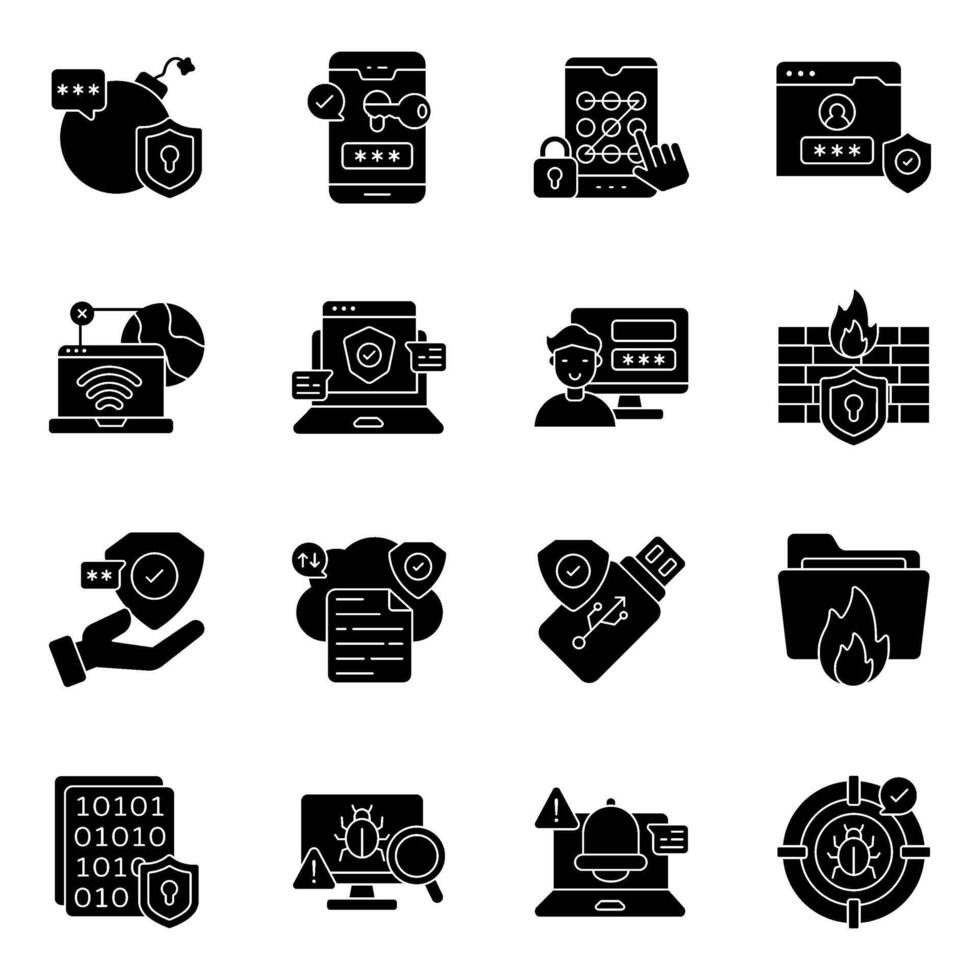 Pack of Protection Glyph Icon vector