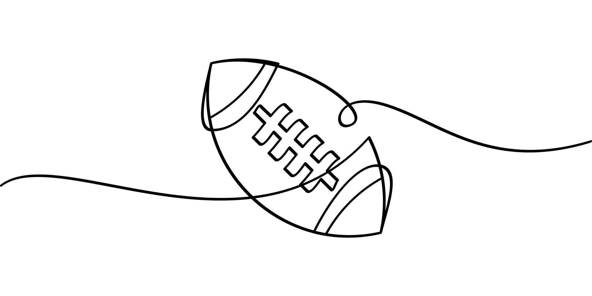 continuous line drawing of rugby ball symbol. abstract line art illustration vector