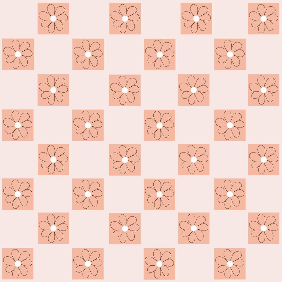 seamless pattern with romances on a light background. Pattern with squares and daisies. Set of flowers, Background image, for cover, wrapping paper vector