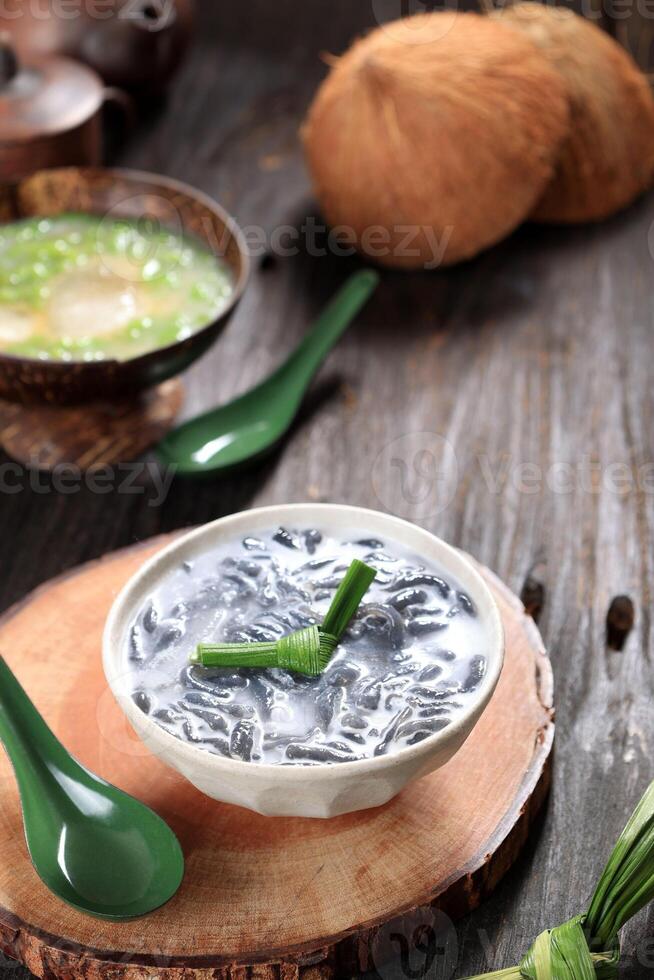 Dawet Ireng, Cendol or Dawet but with Black Color from Charcoal Powder. photo