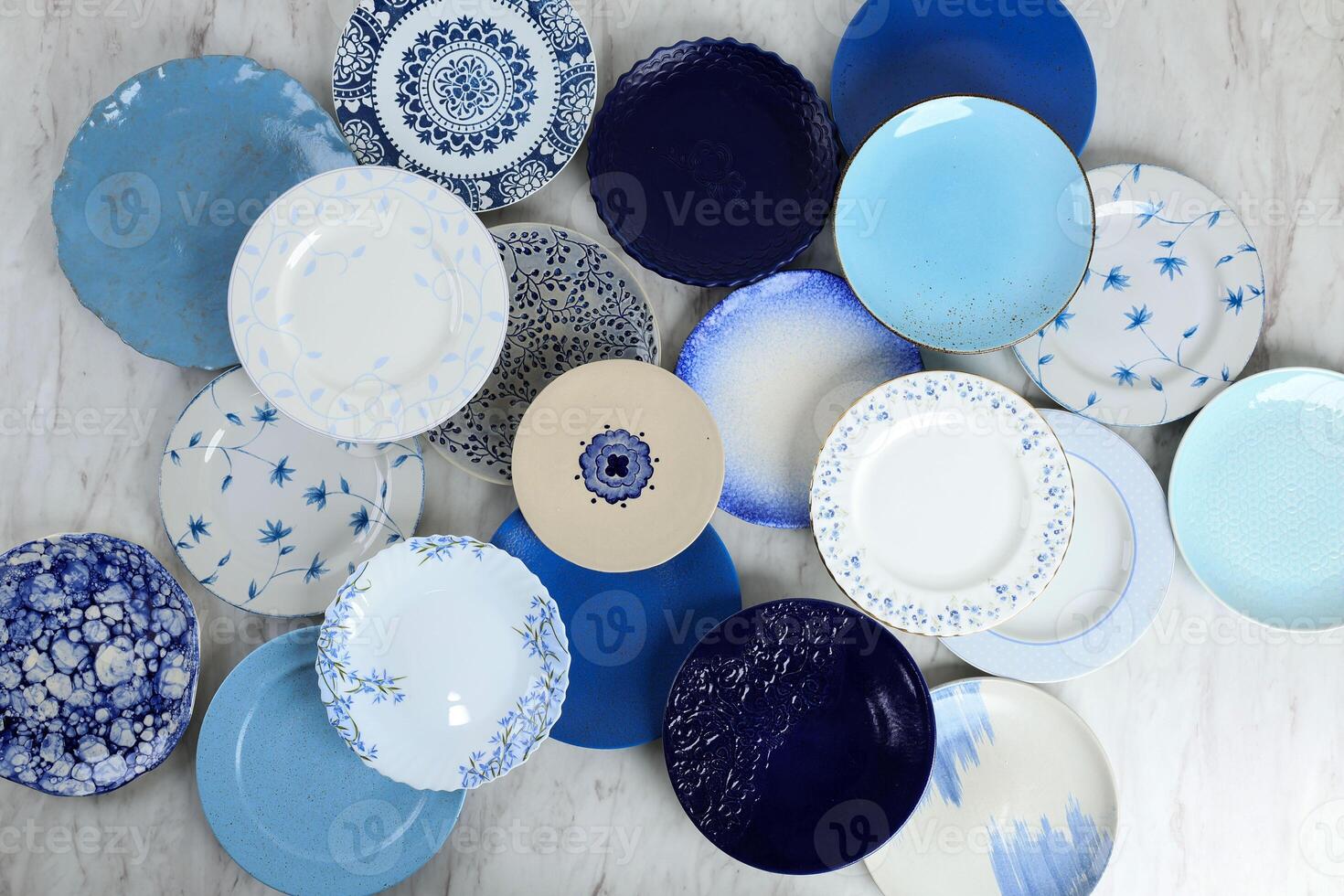 Top View Various Size Blue Shade Plate photo