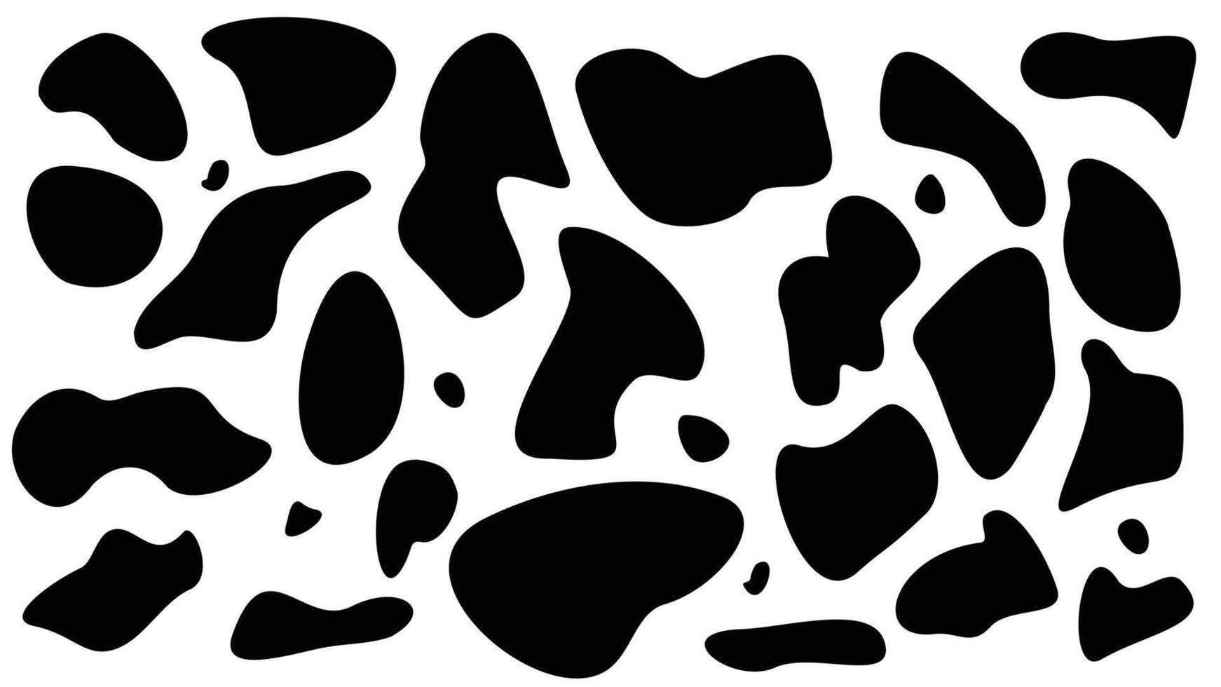 Seamless Black and White Cow Skin Pattern. Black Stains on a White Background Texture vector