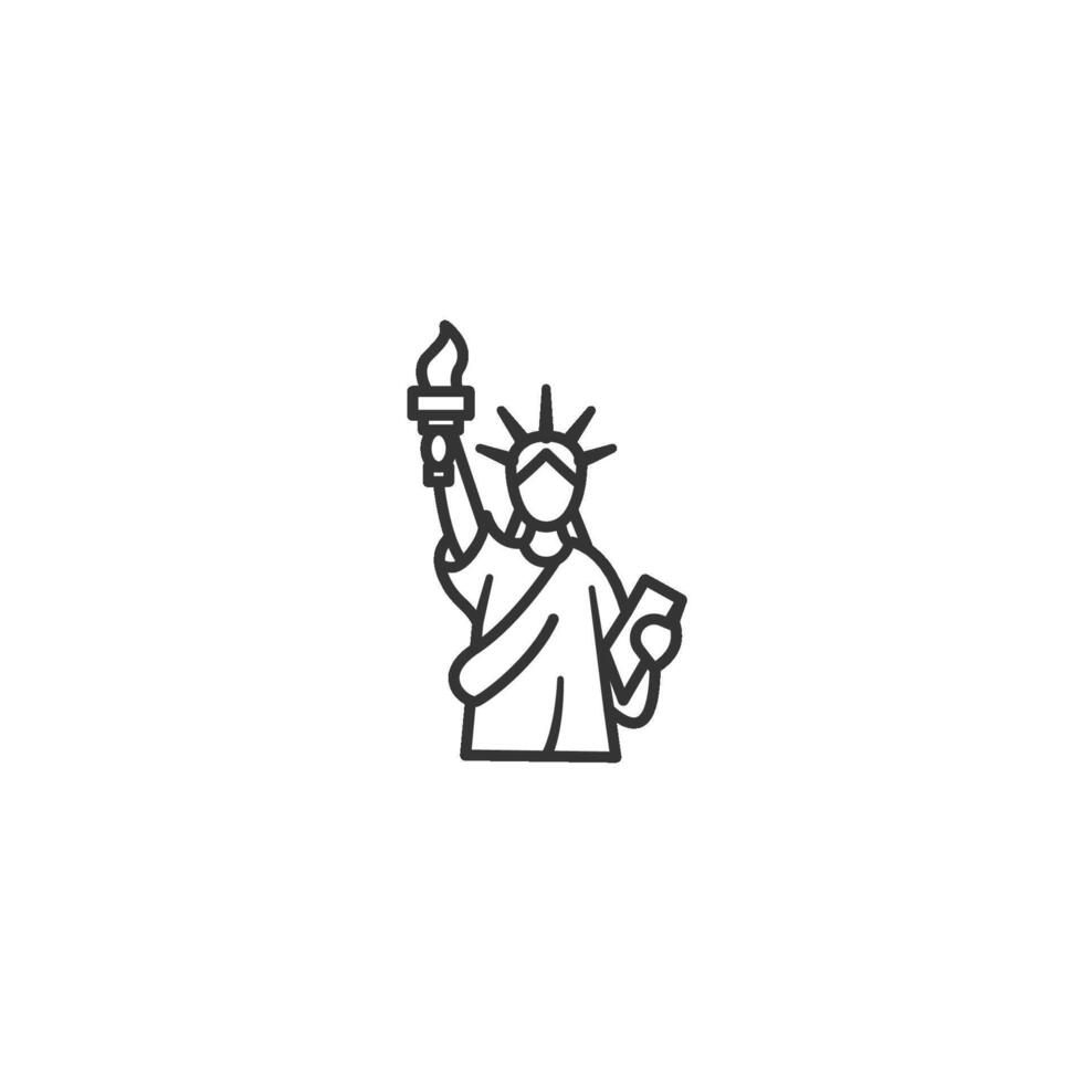 Outline Statue of Liberty Icon Symbol of American Freedom and Independence vector