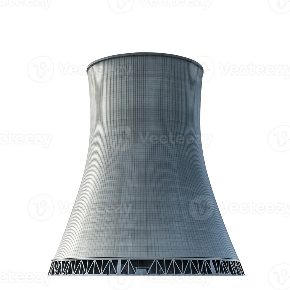 Cooling tower structure of a power plant facility design isolated on transparent background png