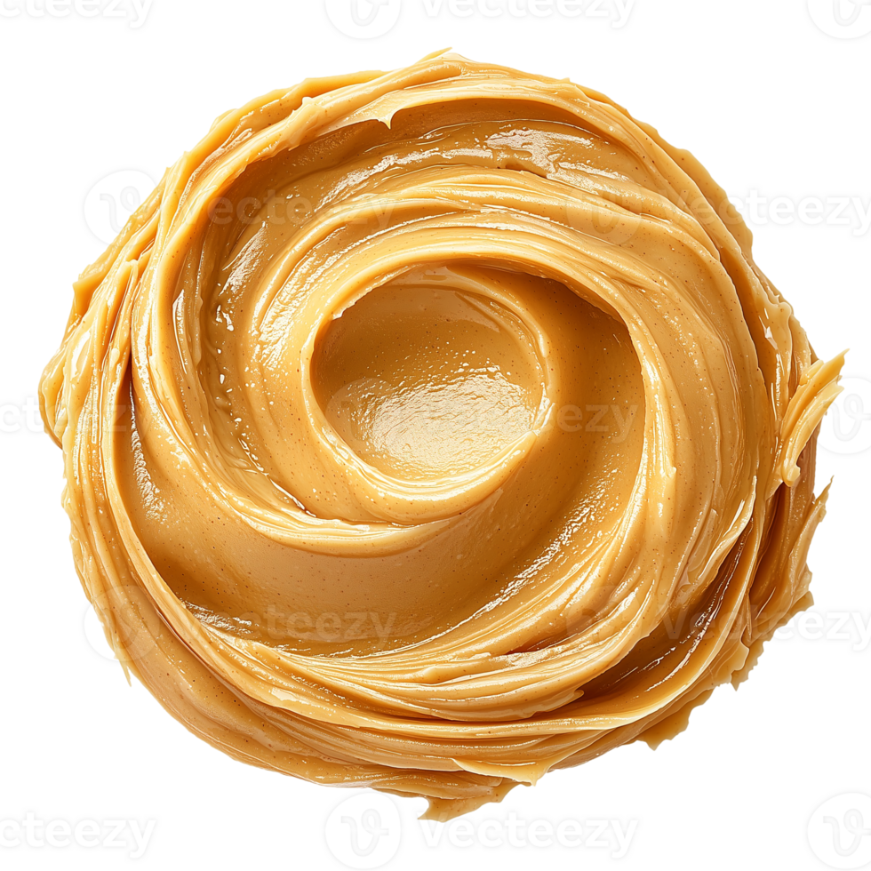 Creamy swirl of peanut butter spread food confectionery isolated on transparent background png