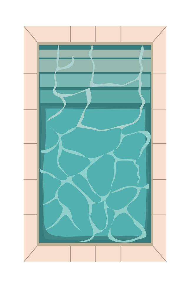 A pool with a blue water and a white wall. vector