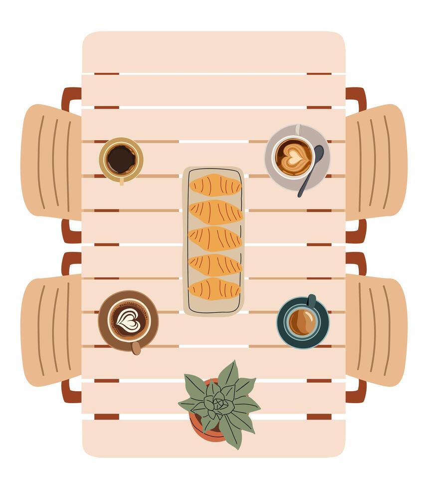 Colorful Flat Garden Patio Furniture Set Top View vector