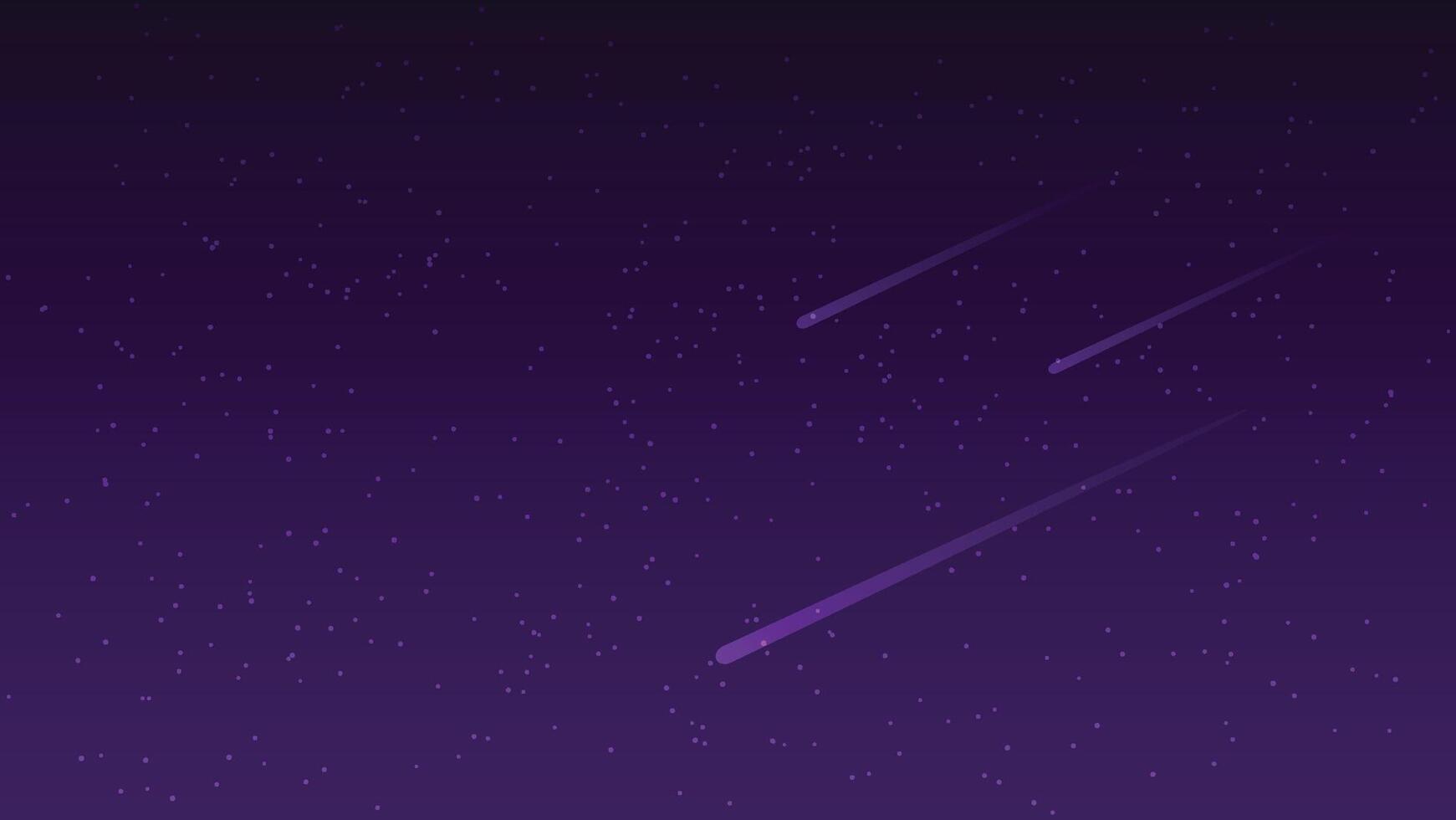 starry night sky with meteor. landscape cartoon scene background vector