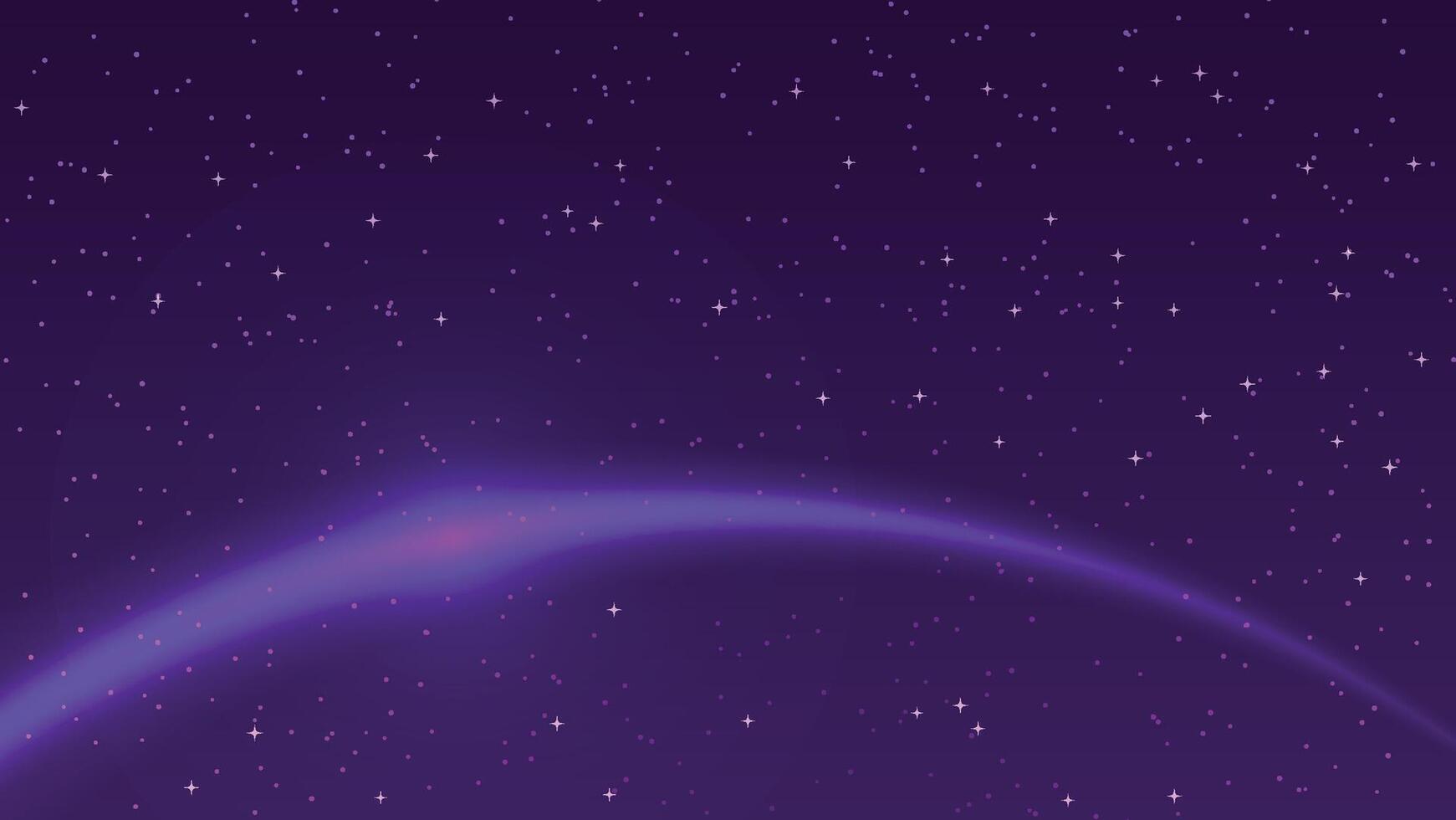 starry night sky with light ray glowing. landscape cartoon scene background vector