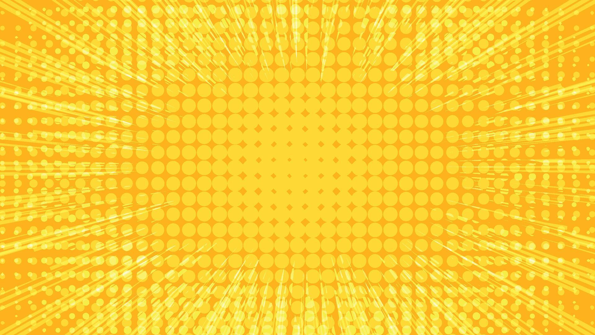 abstract yellow comic background with exploding rays and dots pattern ...