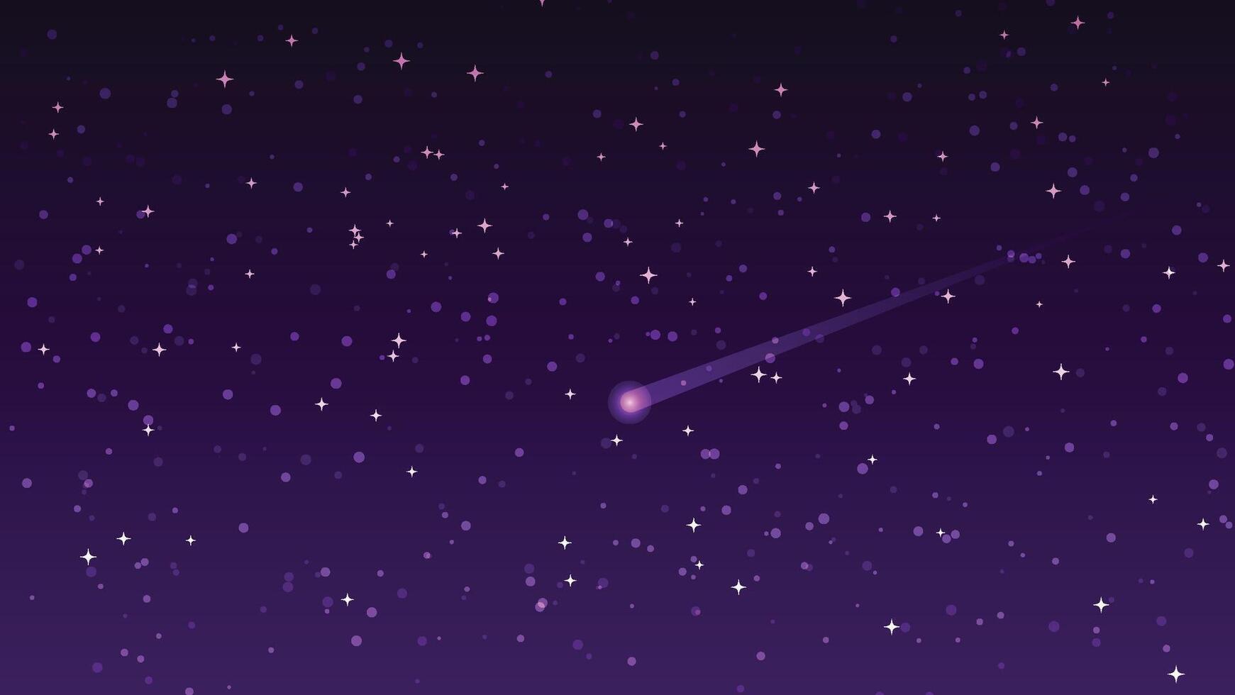 starry night sky background with shooting star. landscape cartoon scene vector