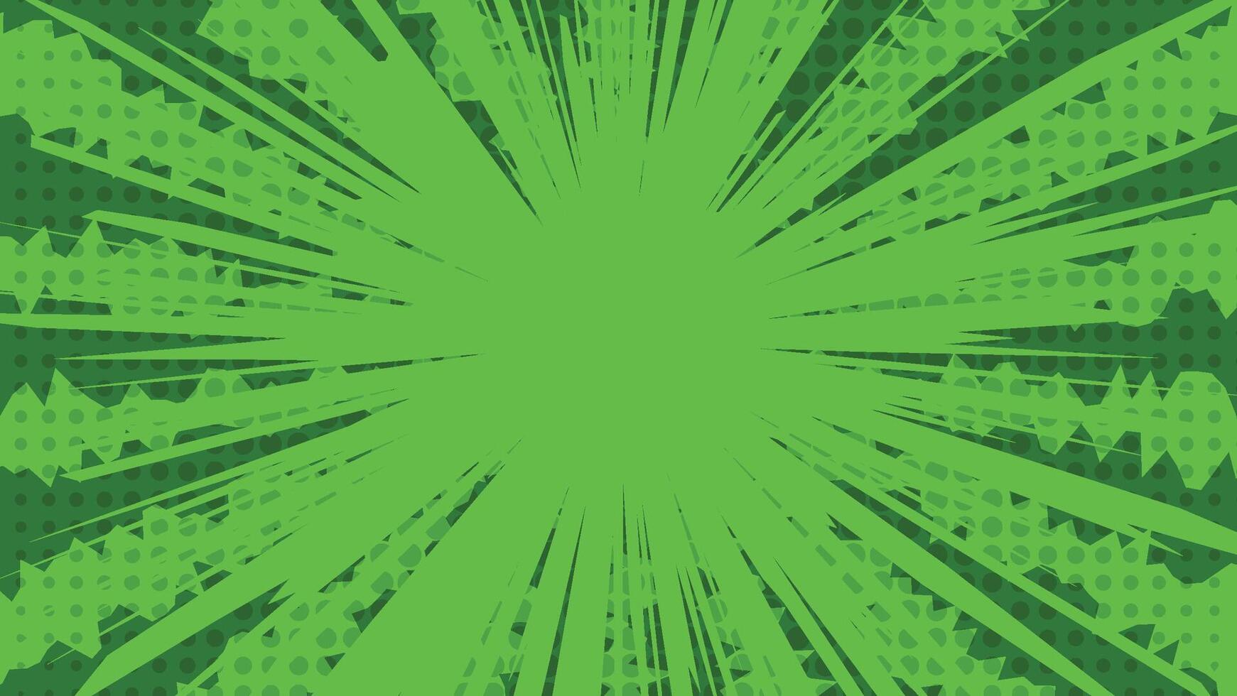 green cartoon background with abstract sunburst and dots pattern decoration vector