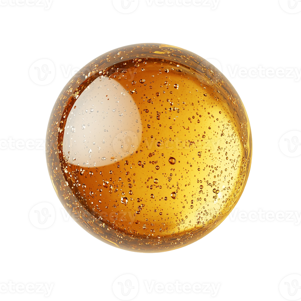 Amber Liquid Gel Sphere on transparent background png