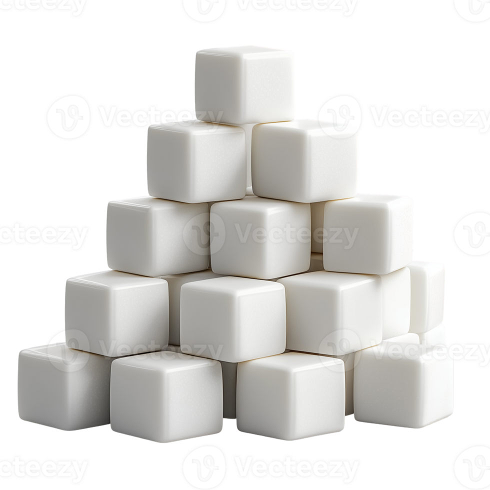 White Cubes Pyramid Stack on transparent background png