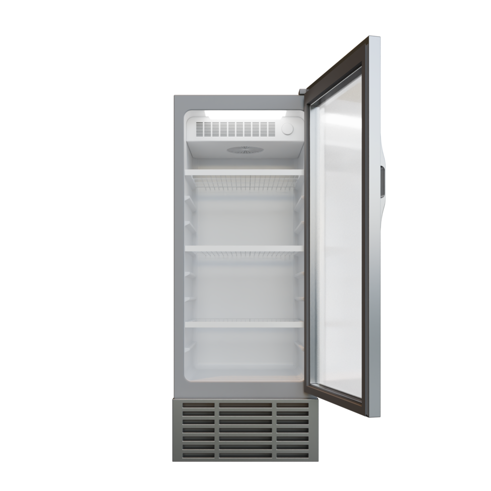 Front View Small Size Open Door Showcase 3D Render Illustration png