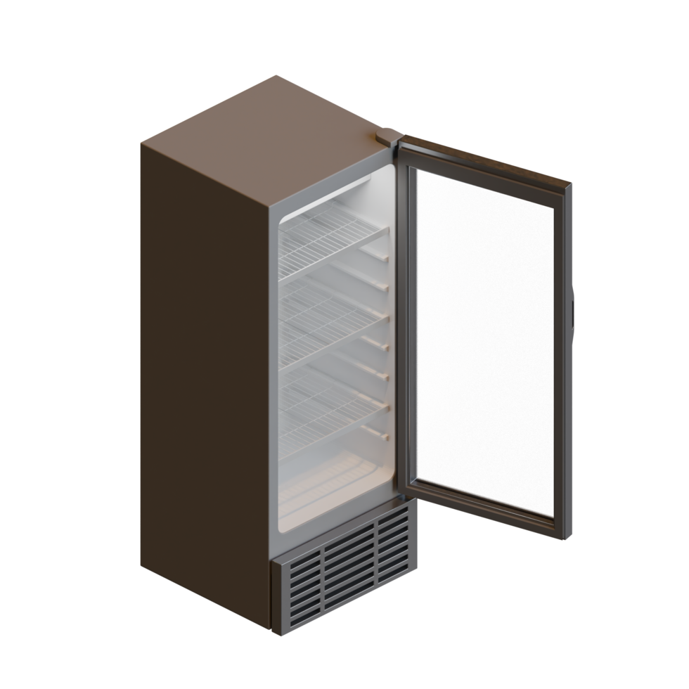 Isometric View Small Size Open Door Showcase 3D Render Illustration png