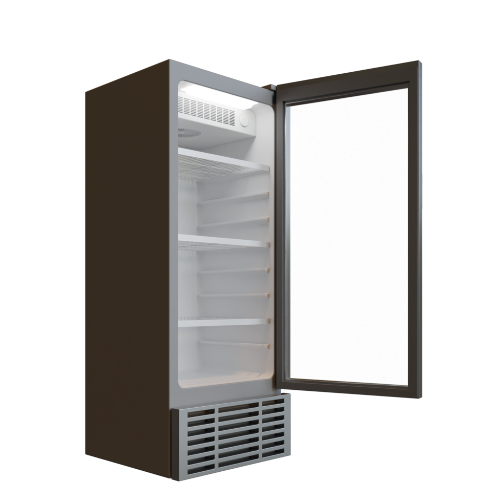 Side View Small Size Open Door Showcase 3D Render Illustration png