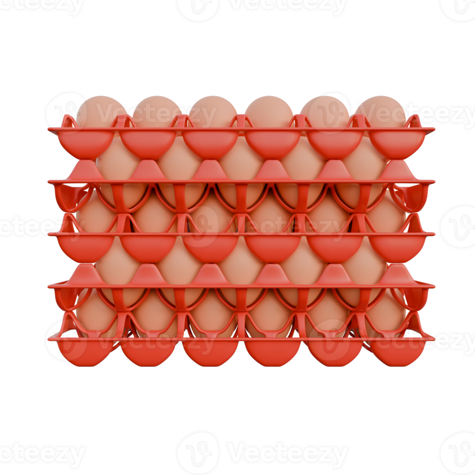 Egg Plastic Tray Front View 3D Render Illustration png
