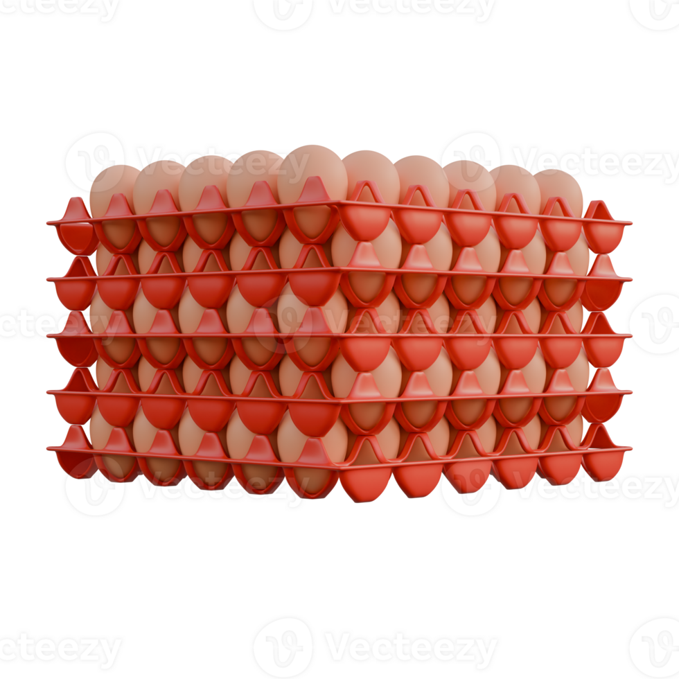 Egg Plastic Tray Side View 3D Render Illustration png