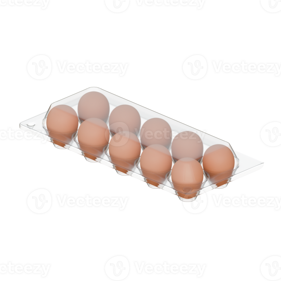 Egg Plastic Packaging Isometric View 3D Render Illustration png