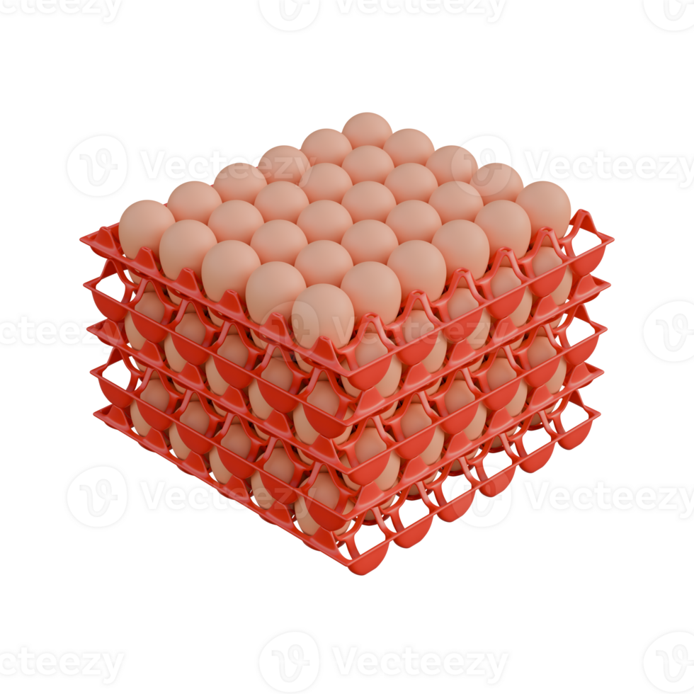 Egg Plastic Tray Top Side View 3D Render Illustration png