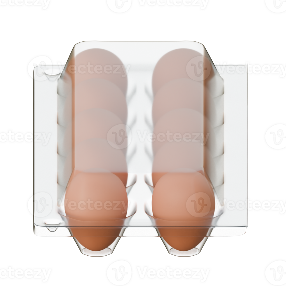 Egg Plastic Packaging Top Side View 3D Render Illustration png