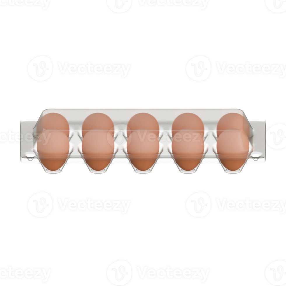 Egg Plastic Packaging Top Front View 3D Render Illustration png
