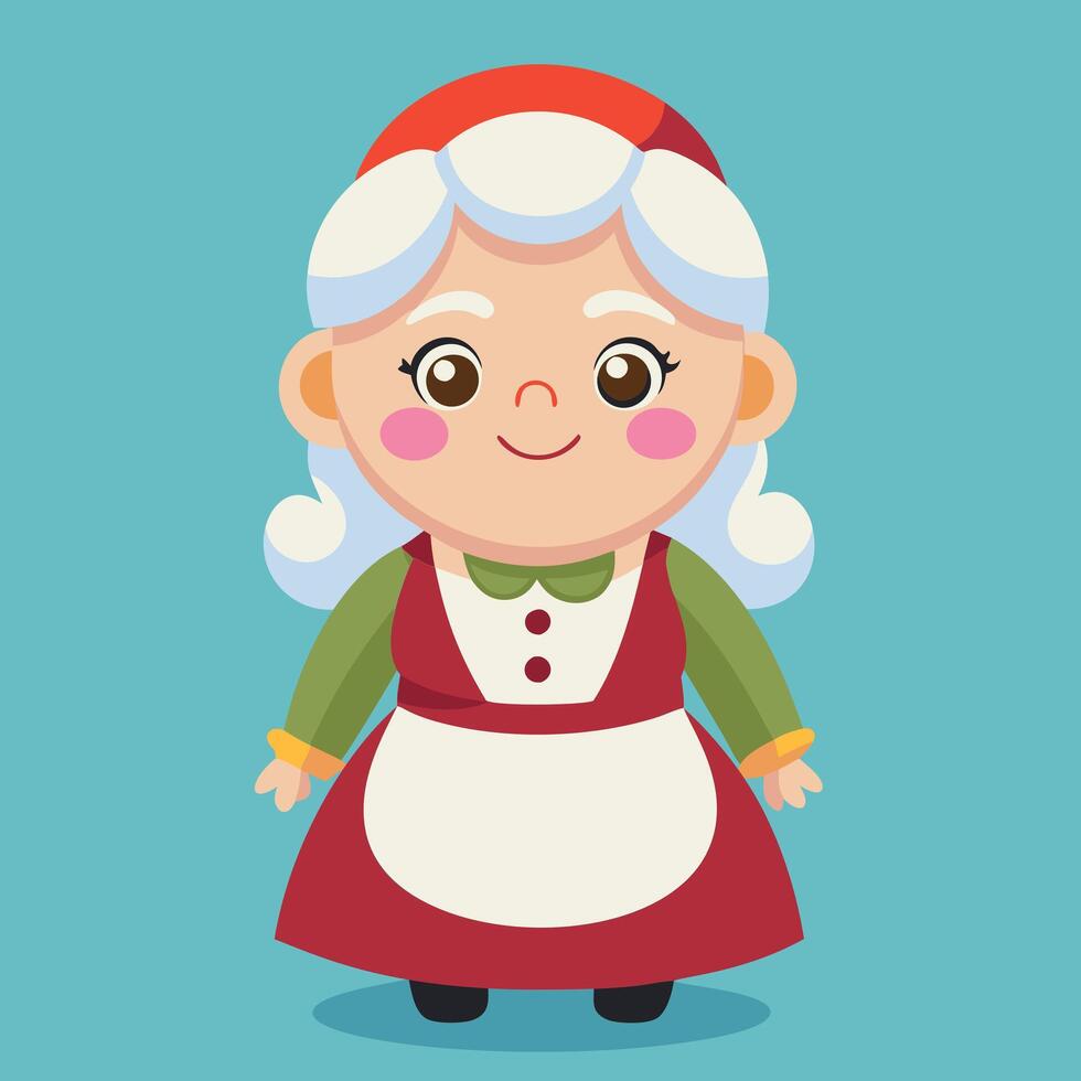 Charming Cartoon Grandmother Elf. Christmas Character Illustration vector