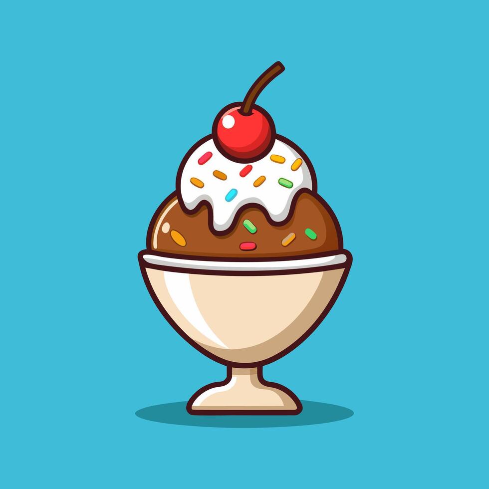 Ice cream sundae with cherry on top vector
