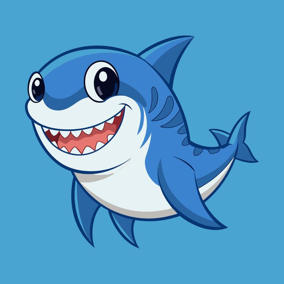 Adorable Cartoon Shark Illustration. A Happy Sea Creature vector