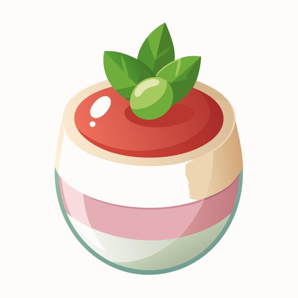 A dessert with a green leaf on top vector
