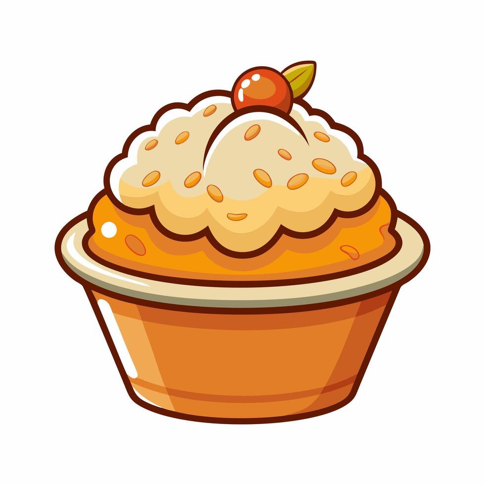 An orange cupcake with cream on top vector