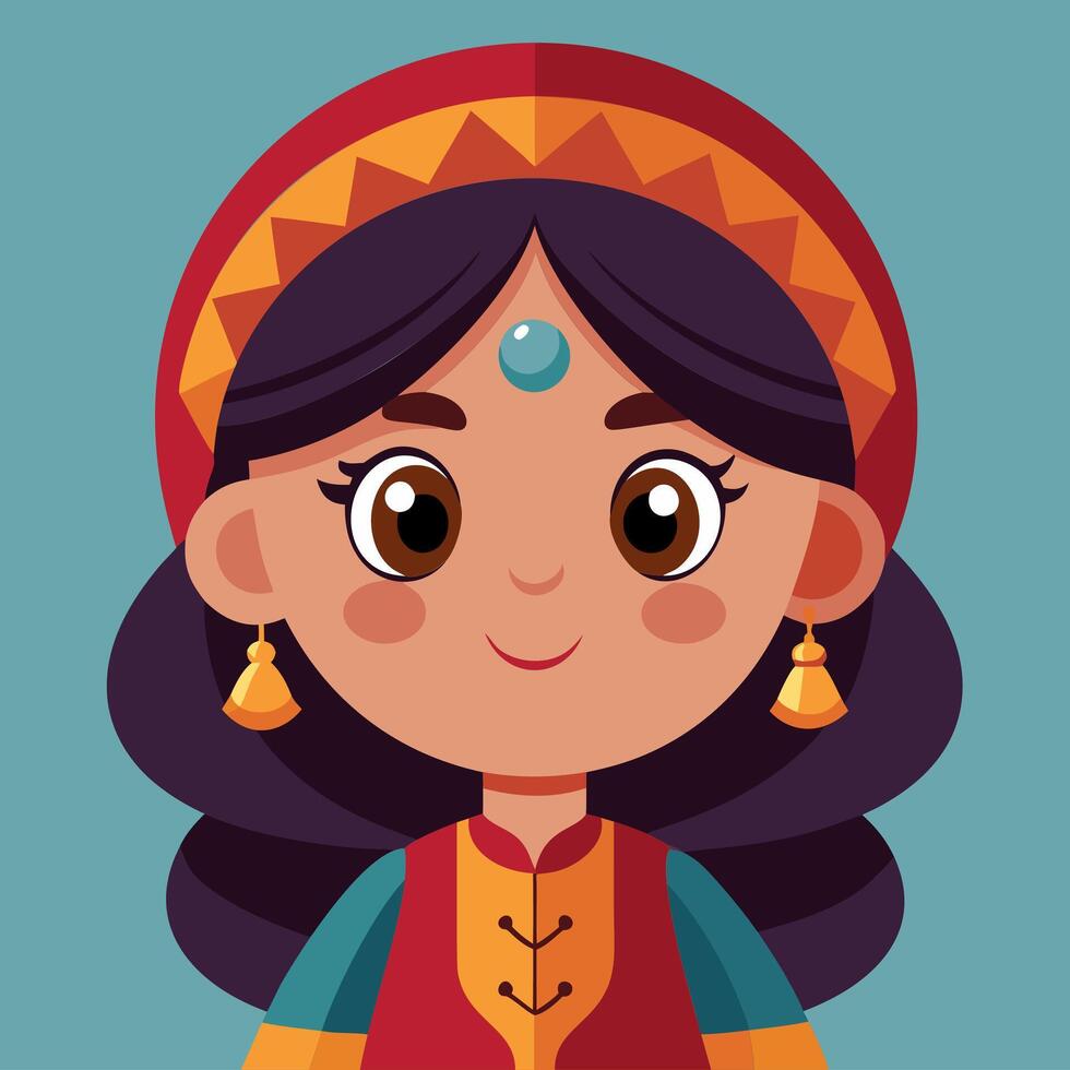 Portrait of a Smiling Girl in Traditional Clothing vector