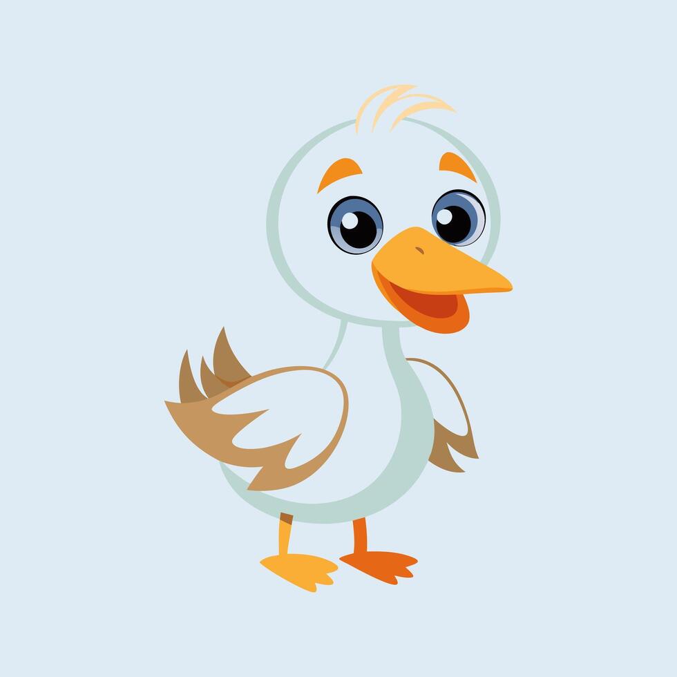 A cartoon white duck with big eyes vector