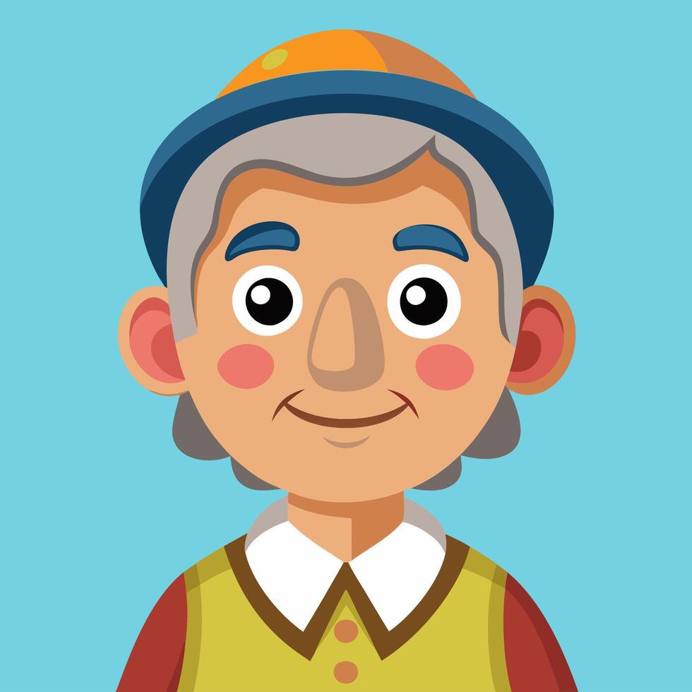 An old man with a hat on his head vector