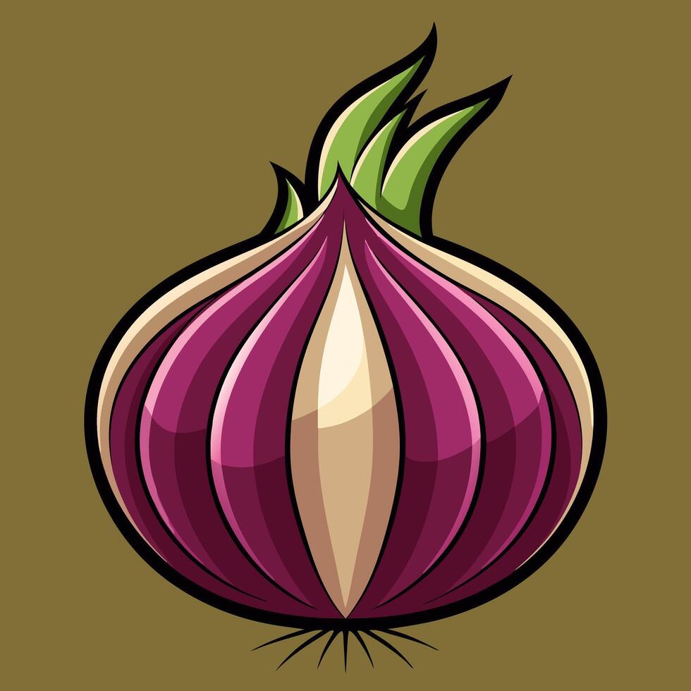 An onion on a brown background vector