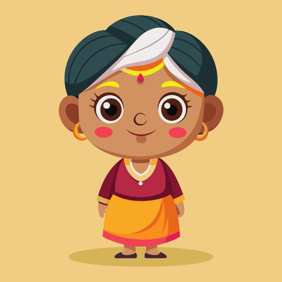 Indian woman in traditional dress illustration vector