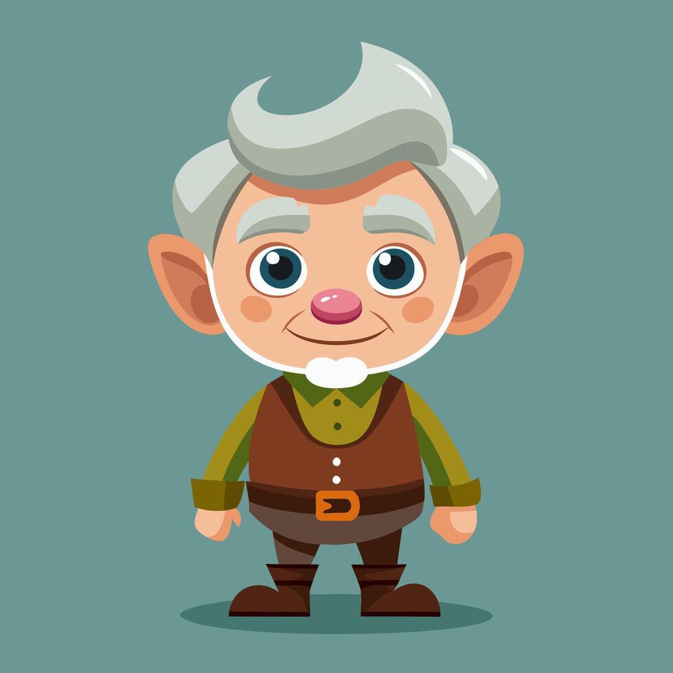 Charming Elderly Elf Cartoon Character Illustration vector